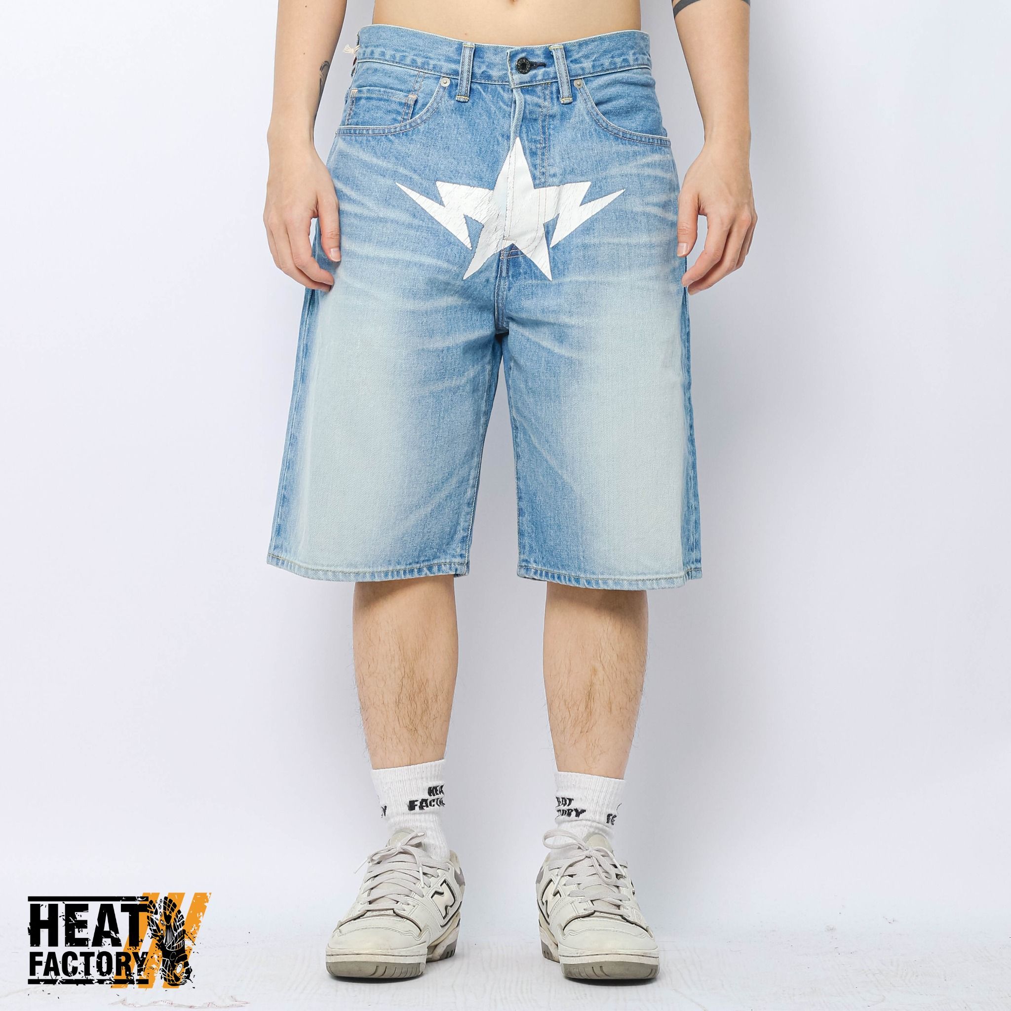  Bape Shorts Denim Twin Sta (Blue) 