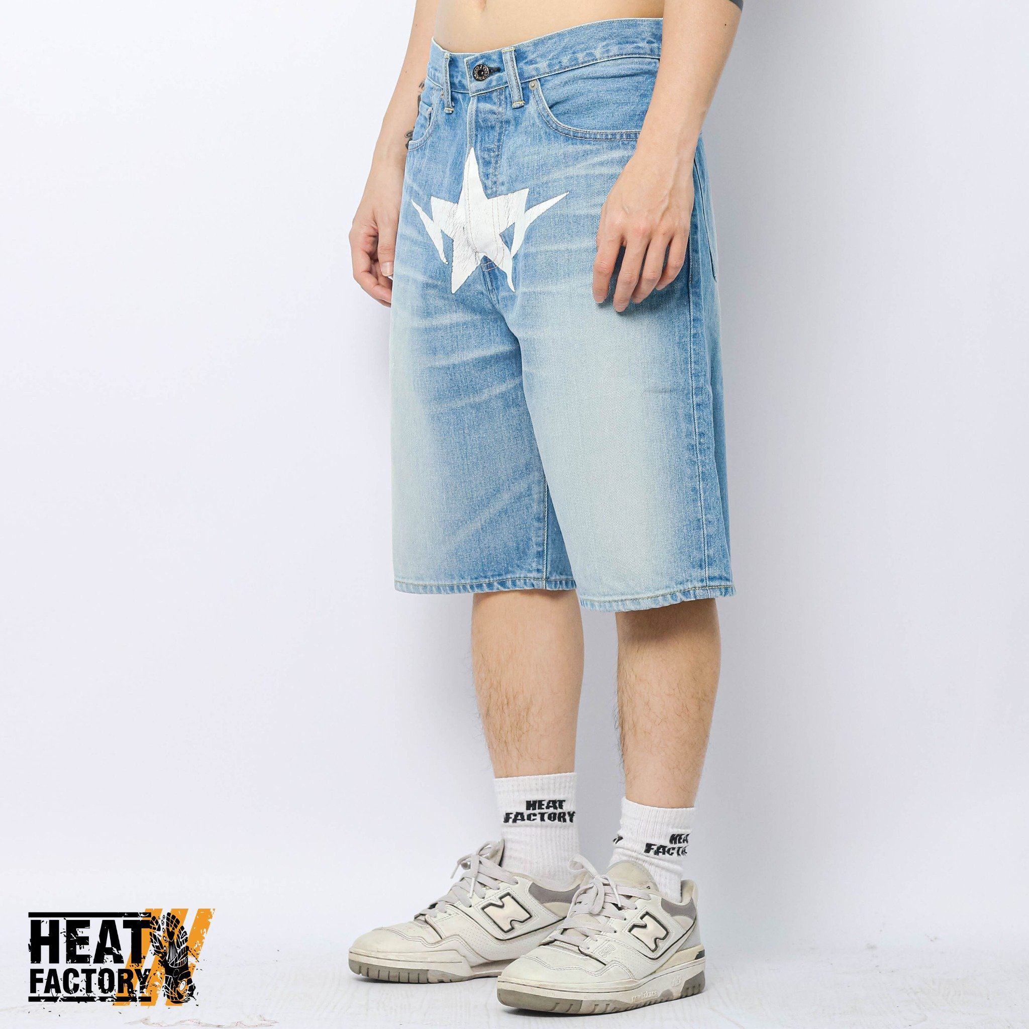 Bape Shorts Denim Twin Sta (Blue) 