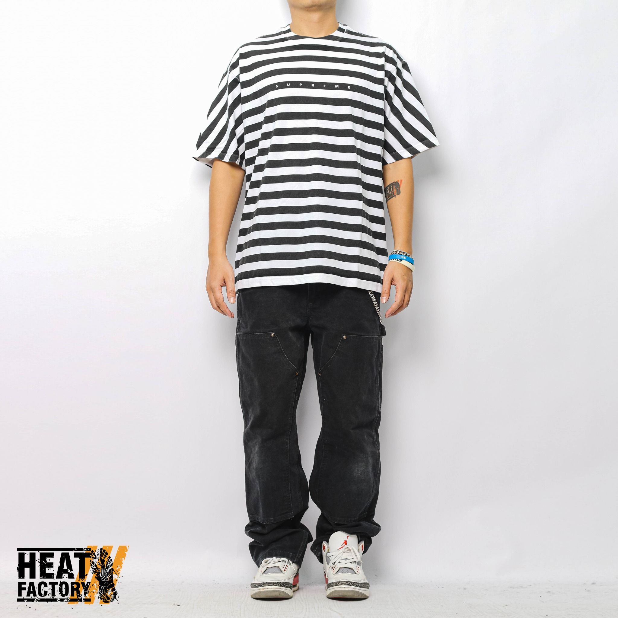  Supreme Tee Bar Stripe (Black/White) 