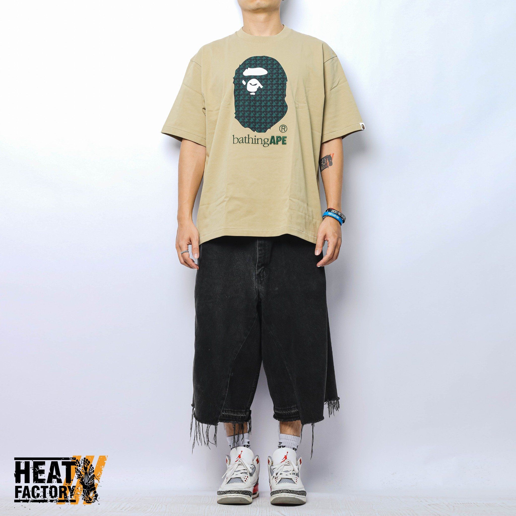  Bape Sta Tee Houndstooth Relaxed Fit (Beige) 