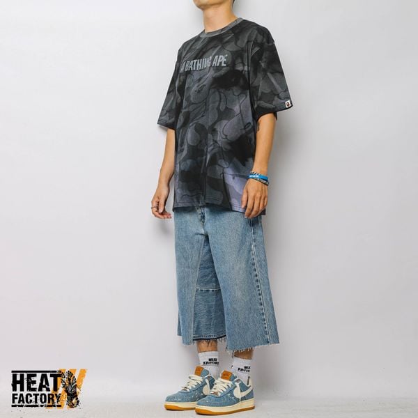  Bape Tee Overall Print Logo Relaxed Fit (Black) 