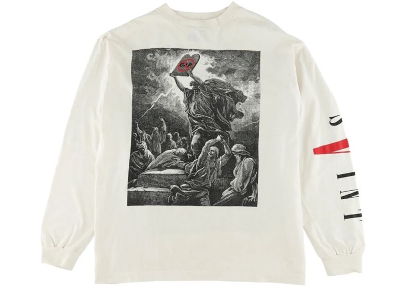  Saint Michael x Vlone Longsleeve Tee No Cap (White) (Used) 