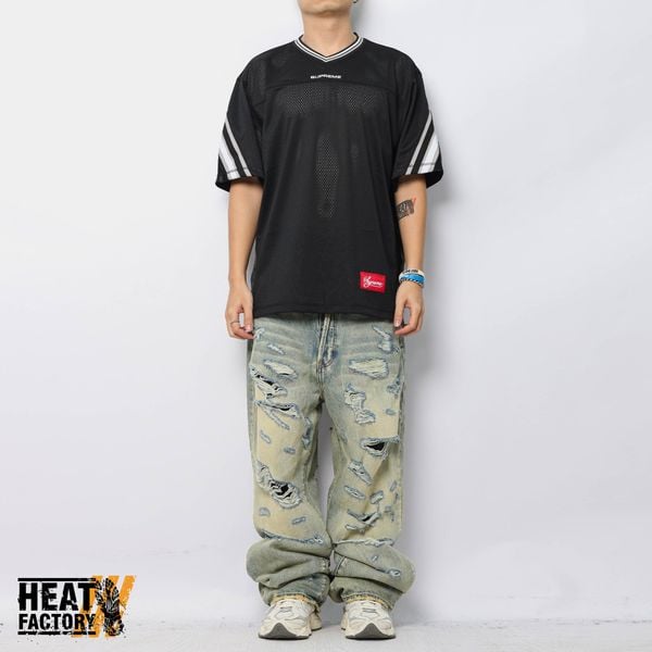  Supreme Jersey Football Jacquard Rib (Black) 