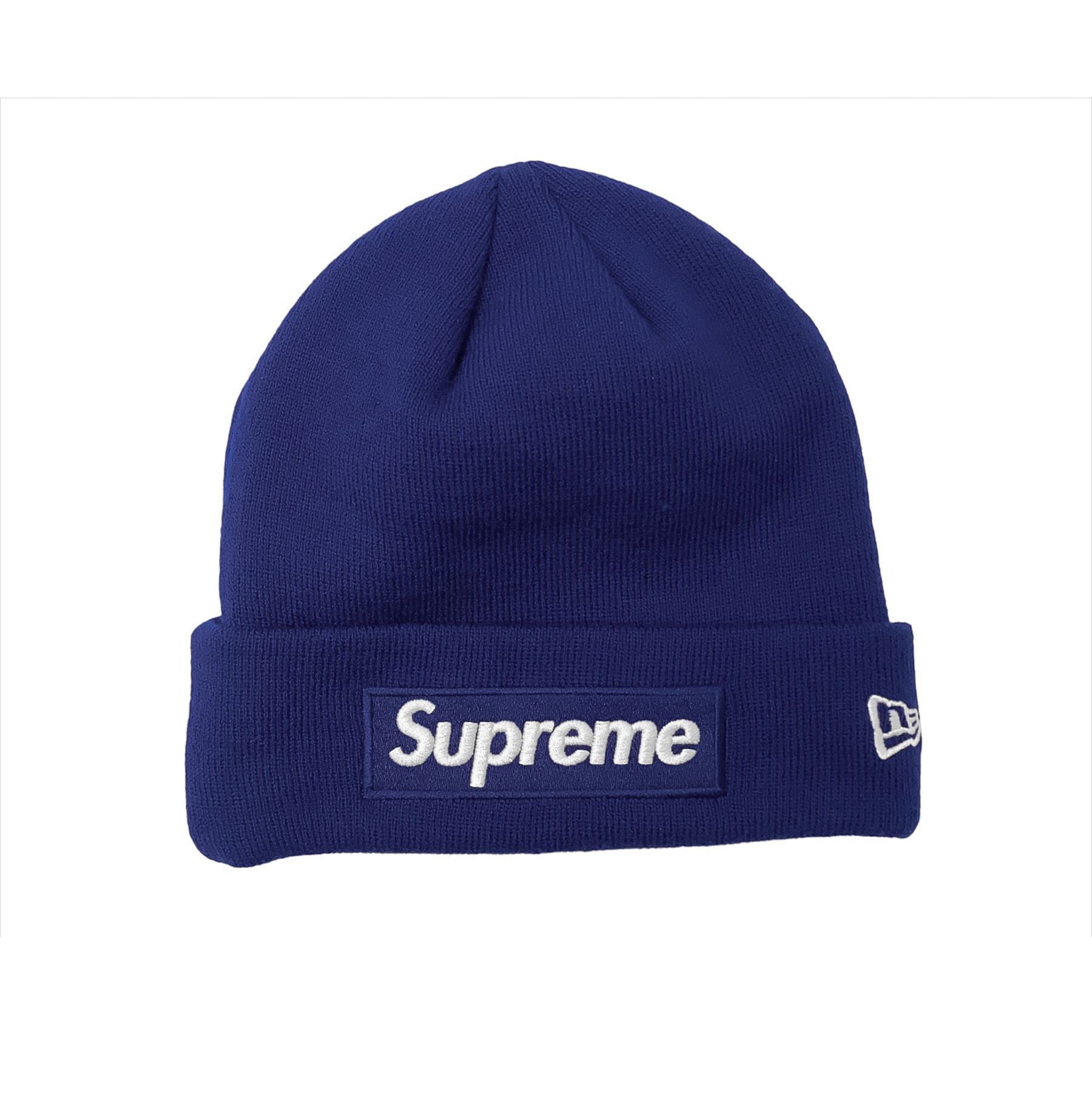Supreme New Era Box Logo Beanie Navy (FW24) | ResellZone