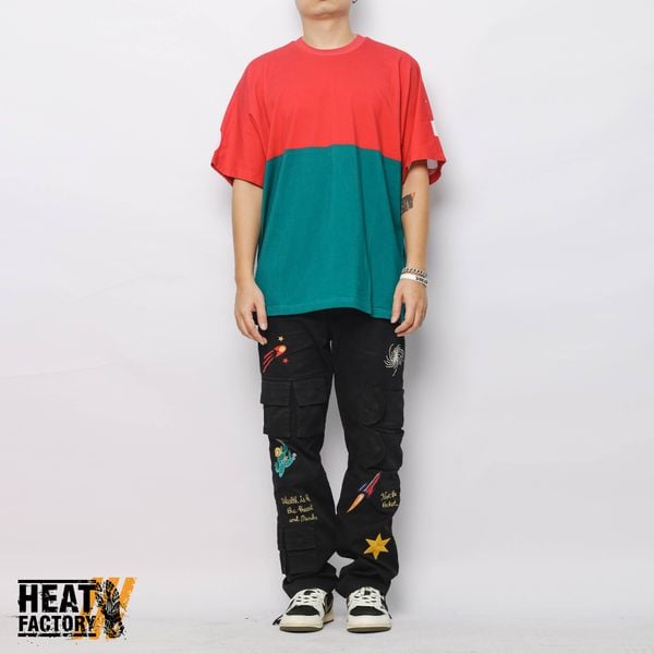  Supreme Tee Split Logo FW23 (Red/Teel Green) 