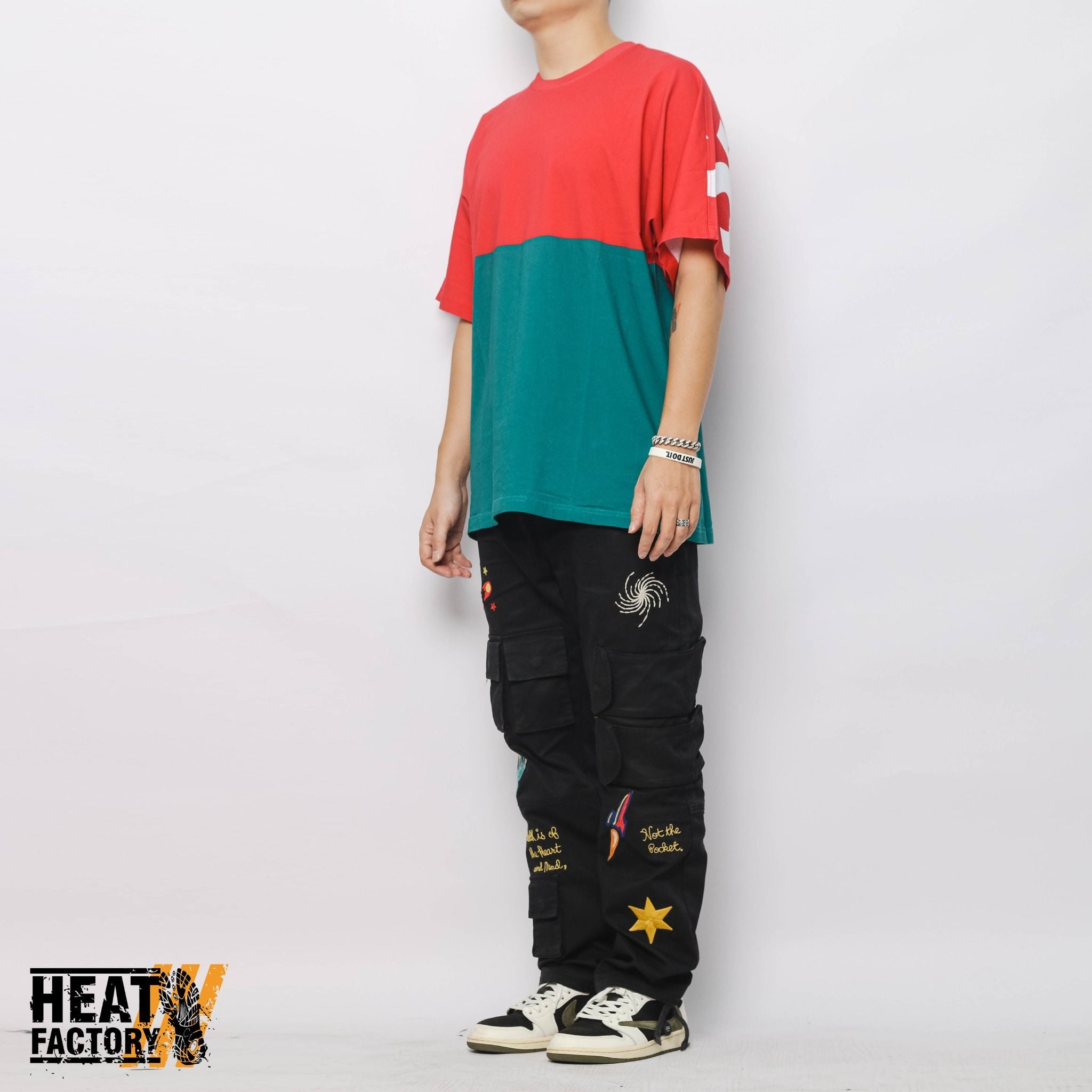  Supreme Tee Split Logo FW23 (Red/Teel Green) 