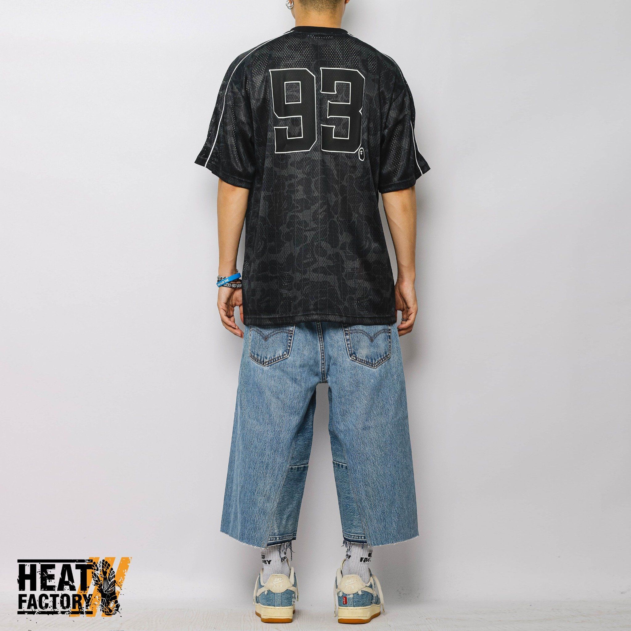  Bape Jersey Camo Stripe Baseball Logo Relaxed Fit (Black) 