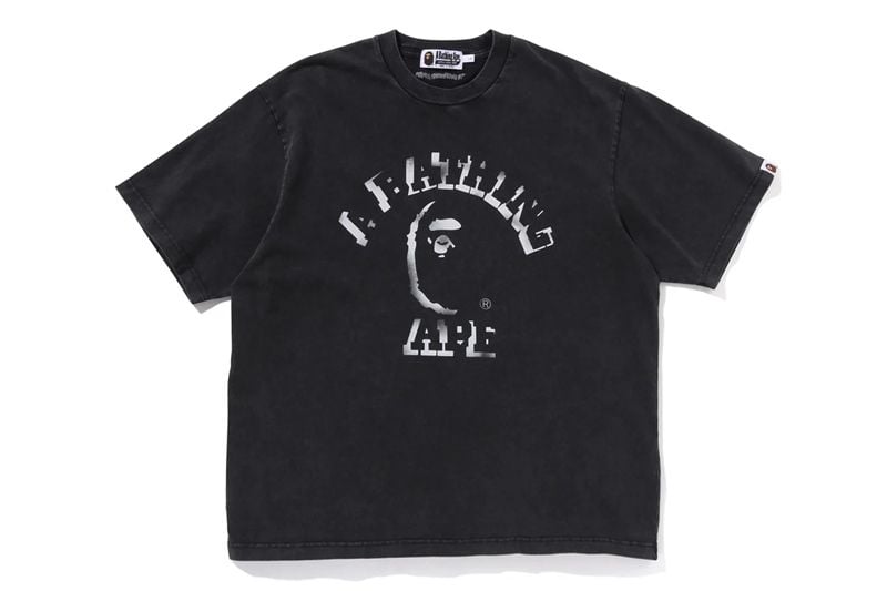  Bape Tee Garment Dye Spray Print College (Black) 