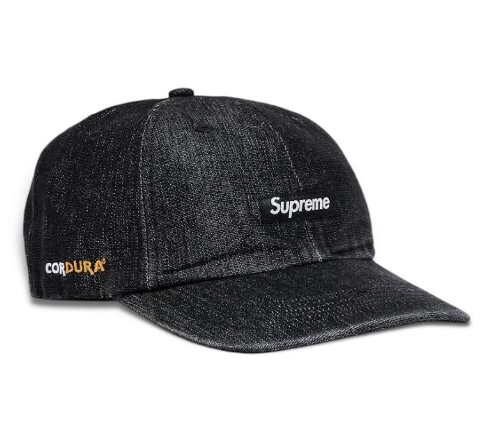  Supreme Cap Cordura Denim Small Box Logo (Black) 