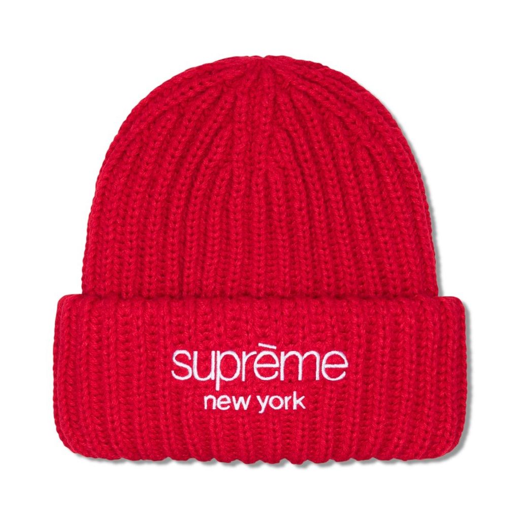  Supreme Beanie F/W23 Classic Logo Chunky Ribbed (Red) 