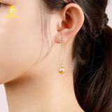  Bông tai ngọc trai dáng dài đính đá cz, vàng 18K GDE327 