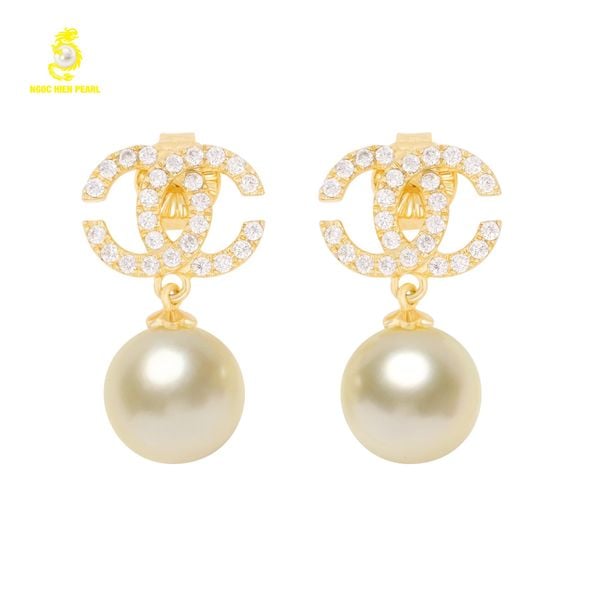  Bông tai ngọc trai thiết kế kiểu dáng chanel kết hợp vàng 18K GDE306 