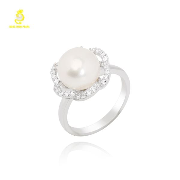  Nhẫn ngọc trai Freshwater kết hợp vàng trắng 18K GR0515 