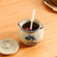 BỘ 2 HŨ ĐỰNG GIA VỊ HOẠ TIẾT CÁ