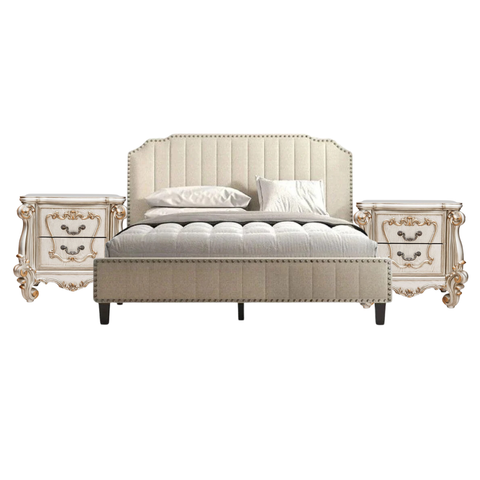 BỘ PHÒNG NGỦ JASMINE MÀU KEM 1.8  2 TÁP