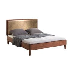 GIƯỜNG NGỦ MID-CENTURY WALNUT MICROFIBER MÀU NÂU 1.8