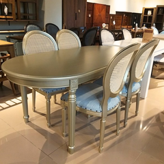 BỘ BÀN ĂN 4 GHẾ OVAL LOUIS FRENCH IN GOLD 1.8