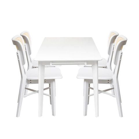 BỘ BÀN ĂN 4 GHẾ KATARINA MÀU TRẮNG 1.2