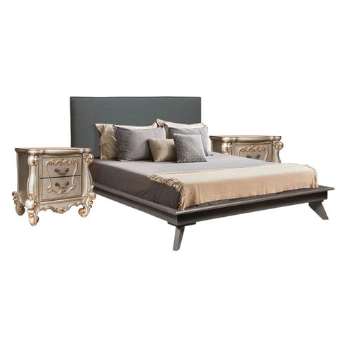 BỘ PHÒNG NGỦ RAINIER QUEEN SIZE MÀU XÁM 2 TÁP