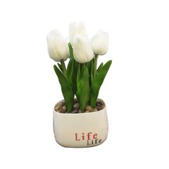 ĐÈN TRANG TRÍ CHẬU CÂY HOA TULIP MÀU TRẮNG
