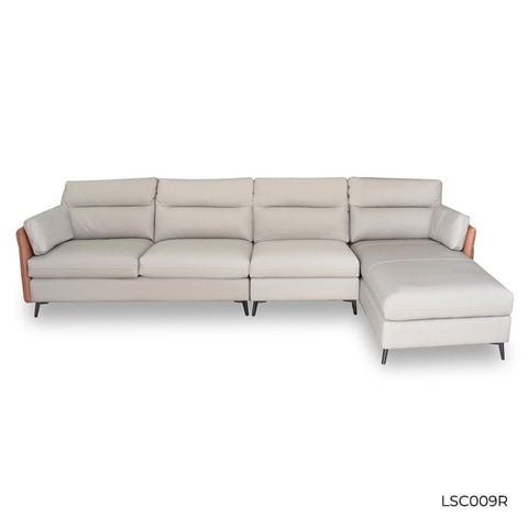 GHẾ SOFA GÓC DA BÒ LIGHT PINK 6021