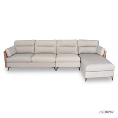 GHẾ SOFA GÓC DA BÒ LIGHT PINK 6021