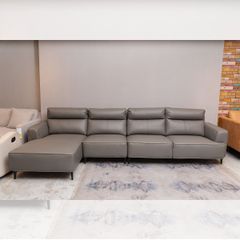 GHẾ SOFA GÓC DA BÒ DARK GREY 8029