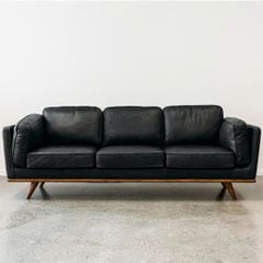 GHẾ SOFA DA BÒ 3 CHỖ TIMBER MÀU ĐEN