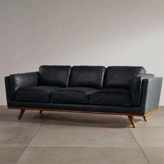 GHẾ SOFA DA BÒ 3 CHỖ TIMBER MÀU ĐEN