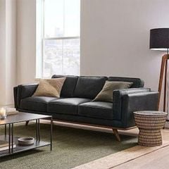 GHẾ SOFA DA BÒ 3 CHỖ TIMBER MÀU ĐEN