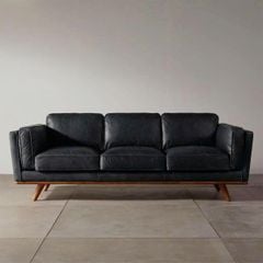 GHẾ SOFA DA BÒ 3 CHỖ TIMBER MÀU ĐEN