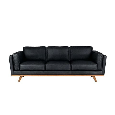 GHẾ SOFA DA BÒ 3 CHỖ TIMBER MÀU ĐEN