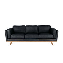 GHẾ SOFA DA BÒ 3 CHỖ TIMBER MÀU ĐEN