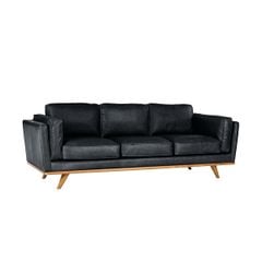 GHẾ SOFA DA BÒ 3 CHỖ TIMBER MÀU ĐEN