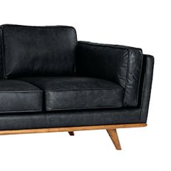 GHẾ SOFA DA BÒ 3 CHỖ TIMBER MÀU ĐEN