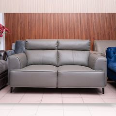 GHẾ SOFA 2 CHỖ DA BÒ DARK GREY 8029