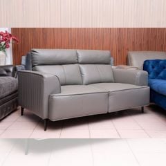GHẾ SOFA 2 CHỖ DA BÒ DARK GREY 8029