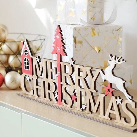 CHỮ MERRY GỖ ĐỂ BÀN