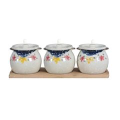 BỘ 3 HŨ GIA VỊ HÌNH HOA KÈM KHAY GỖ