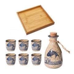 BỘ BÌNH RƯỢU HOẠ TIẾT CÁ
