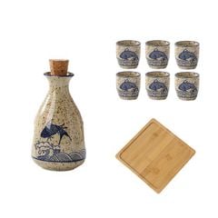 BỘ BÌNH RƯỢU HOẠ TIẾT CÁ