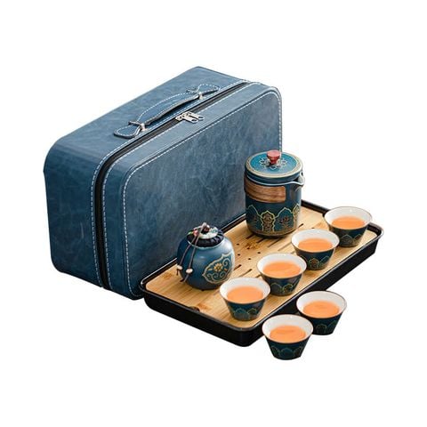 BỘ ẤM CHÉN TRÀ KÈM VALI DA CAO CẤP