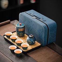BỘ ẤM CHÉN TRÀ KÈM VALI DA CAO CẤP