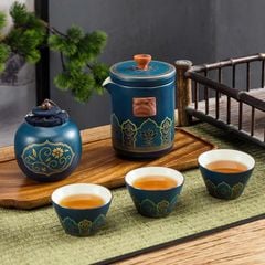BỘ ẤM CHÉN TRÀ KÈM VALI DA CAO CẤP