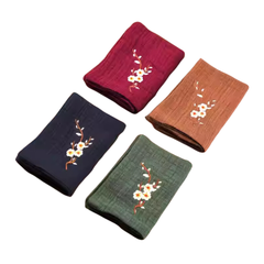 BỘ 4 KHĂN LAU THÊU HOA MAI TRẮNG