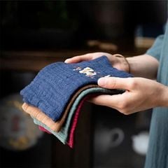 BỘ 4 KHĂN LAU THÊU HOA MAI TRẮNG