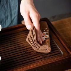 BỘ 4 KHĂN LAU THÊU HOA MAI TRẮNG