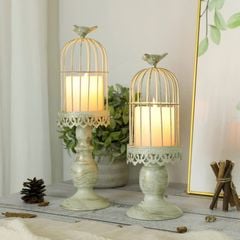 ĐẾ NẾN TRANG TRÍ VINTAGE HÌNH LỒNG CHIM