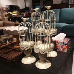 ĐẾ NẾN TRANG TRÍ VINTAGE HÌNH LỒNG CHIM
