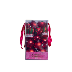 HỘP TRANG TRÍ CHRISTMAS MÀU ĐỎ 31 MÓN